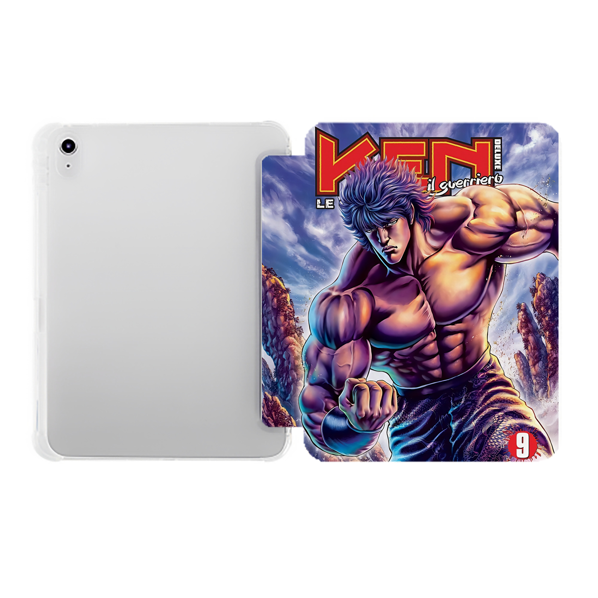 （画像用） 北斗の拳 Fist of the North Star IPad ケース ペン収納付き 三つ折りスタンド PUレザー×シリコン 対応機種9.5/10.5/10.9インチ